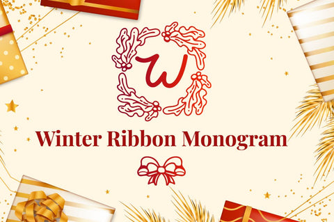 Winter Ribbon Monogram Font Attype studio 