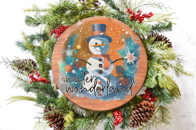 Winter Rustic Floral Snowman Round Sublimation Sublimation Jagonath Roy 
