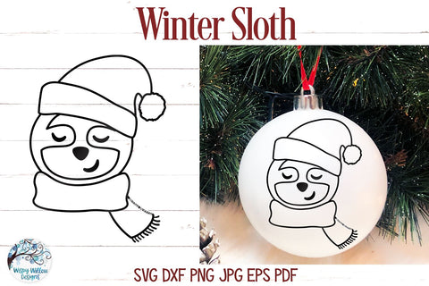 Winter Sloth SVG SVG Wispy Willow Designs 