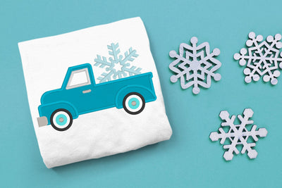 Winter Snowflake Vintage Truck Applique Embroidery Embroidery/Applique DESIGNS Risa Rocks It 