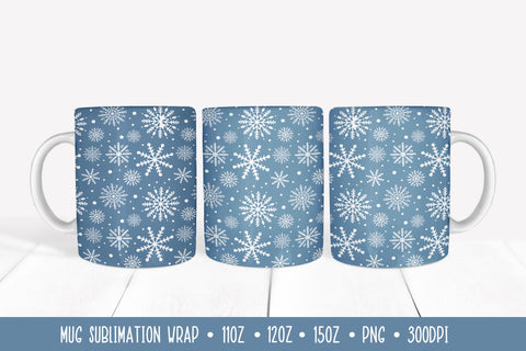 Winter Snowflakes Mug Sublimation Design. Christmas Mug Wrap Sublimation Vera Fedorova 