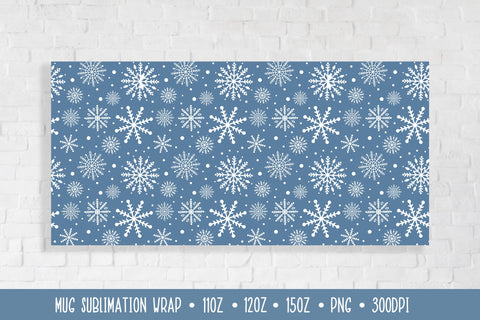 Winter Snowflakes Mug Sublimation Design. Christmas Mug Wrap Sublimation Vera Fedorova 