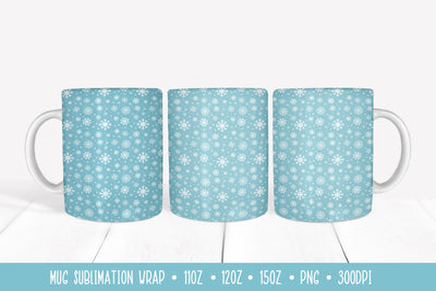 Winter Snowflakes Mug Sublimation Design. Ice Blue Mug Wrap Sublimation Vera Fedorova 
