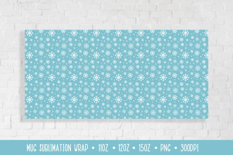 Winter Snowflakes Mug Sublimation Design. Ice Blue Mug Wrap Sublimation Vera Fedorova 