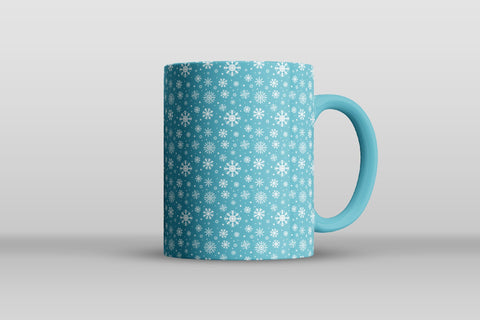 Winter Snowflakes Mug Sublimation Design. Ice Blue Mug Wrap Sublimation Vera Fedorova 