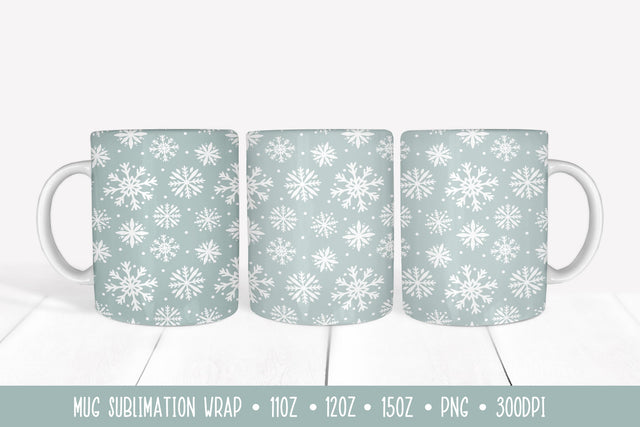 Winter Snowflakes Mug Sublimation Wrap. Christmas Mug Design Sublimation Vera Fedorova 