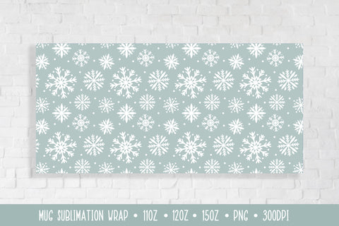 Winter Snowflakes Mug Sublimation Wrap. Christmas Mug Design Sublimation Vera Fedorova 