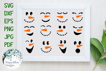 Winter Snowman Faces SVG Wispy Willow Designs 