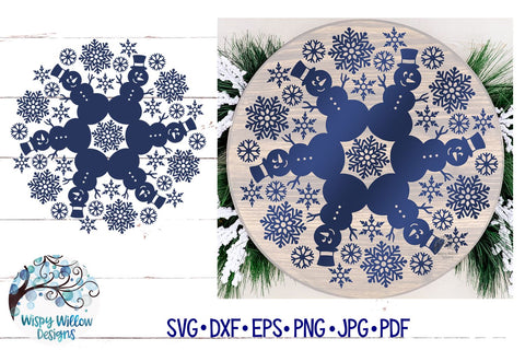 Winter Snowman Mandala SVG SVG Wispy Willow Designs 