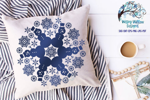 Winter Snowman Mandala SVG SVG Wispy Willow Designs 