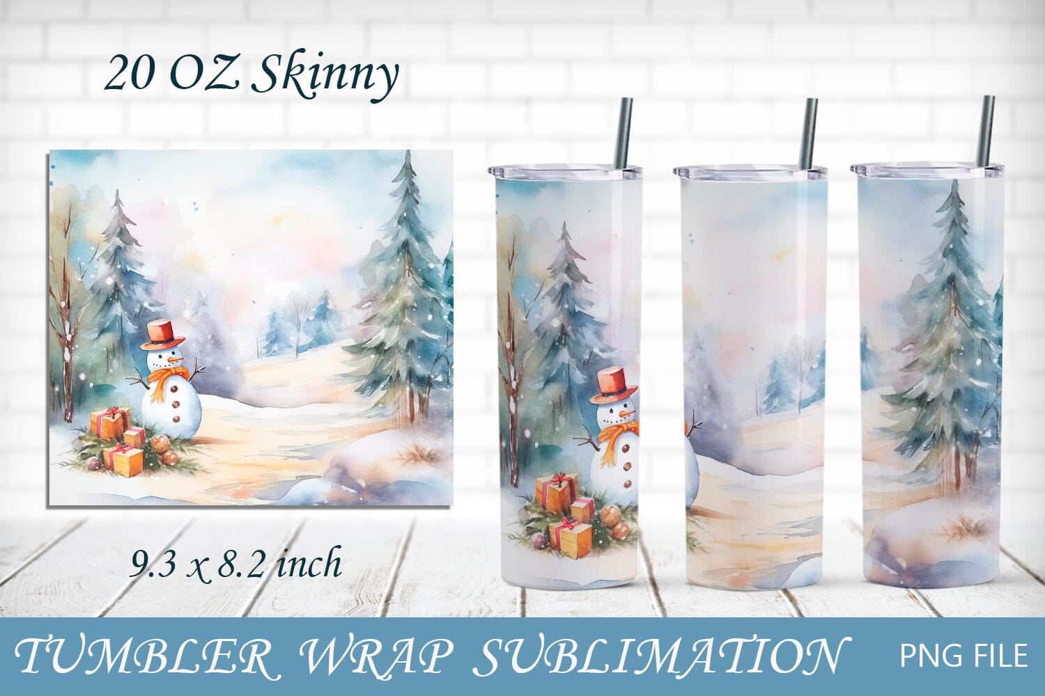 Christmas Tumbler Snowman 20oz Skinny Tumbler Wrap 20 oz Sublimation Tumbler  Designs - So Fontsy