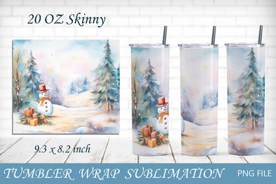 Winter snowman tumbler wrap, Christmas 20 oz tumbler sublimation Sublimation AnastasiyaArtDesign 
