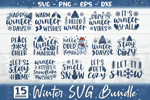 Winter SVG Bundle - 15 Christmas Pillow, Signs Cut Files SVG Shine Green Art 