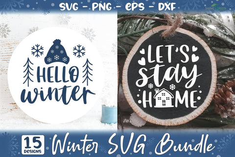 Winter SVG Bundle - 15 Christmas Pillow, Signs Cut Files SVG Shine Green Art 