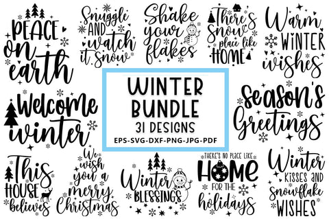 Winter SVG Bundle ,Christmas Quote Design SVG FiveStarCrafting 