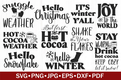Winter SVG Bundle | Christmas Quotes Bundle SVG SeventhHeavenStudios 