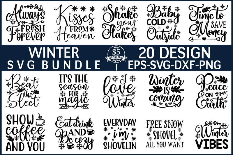 winter svg bundle vol 1 SVG buydesign 