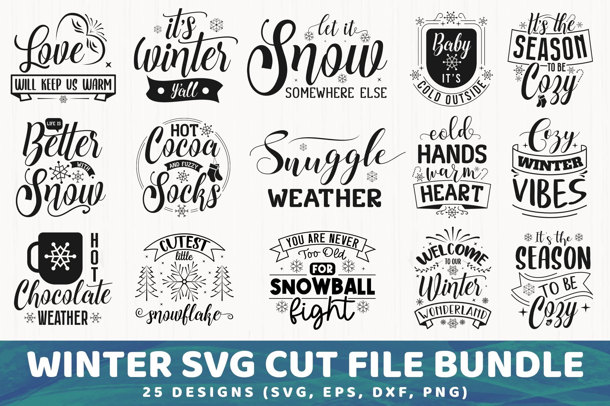 Winter SVG Bundle, Engraving Stencils, SVG Stencils for Wood