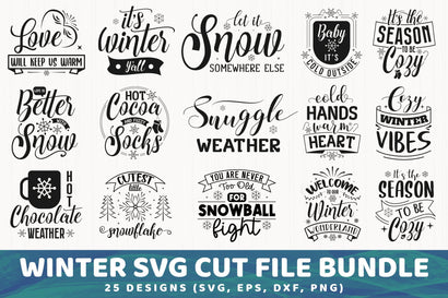 Winter SVG Cut File Bundle, 25 Designs SVG futivesvg 