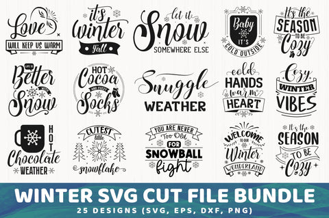 Winter SVG Cut File Bundle, 25 Designs SVG futivesvg 