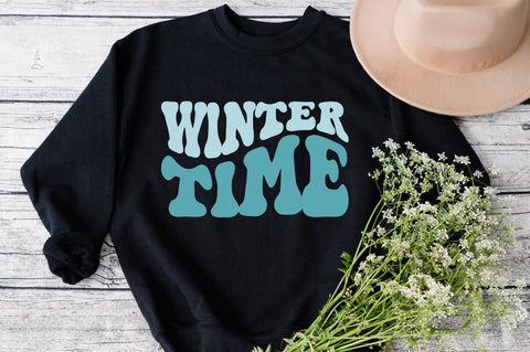 Winter time Svg, Hello Winter Svg, Winter Quote Svg, Holiday svg, wavy style Stacked Svg, Winter Season svg, Frozen Svg, png dxf SVG Fauz 