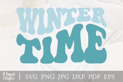 Winter time Svg, Hello Winter Svg, Winter Quote Svg, Holiday svg, wavy style Stacked Svg, Winter Season svg, Frozen Svg, png dxf SVG Fauz 
