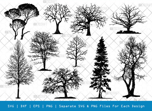 Winter Tree SVG Cut Files | Winter Tree Silhouette | Pine Svg | Natural Svg | Jungle Svg | Palm Tree Svg | Tree Svg | Winter Tree Bundle SVG ETC Craft 