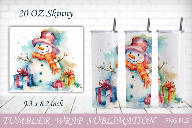 Winter tubler wrap with snowman, Christmas 20 oz tumbler Sublimation AnastasiyaArtDesign 