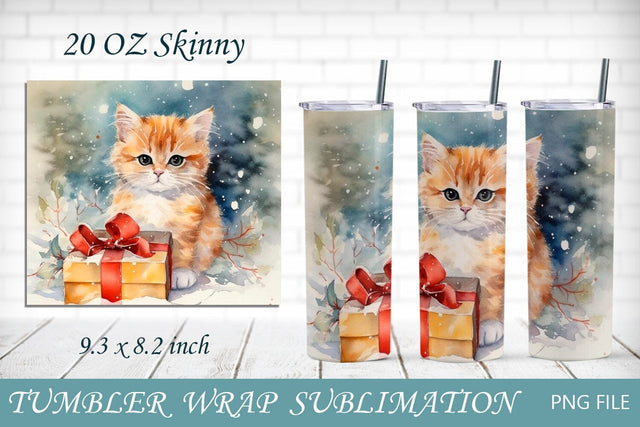 Winter tumbler wrap png, Christmas cat 20 oz tumbler sublimation Sublimation AnastasiyaArtDesign 