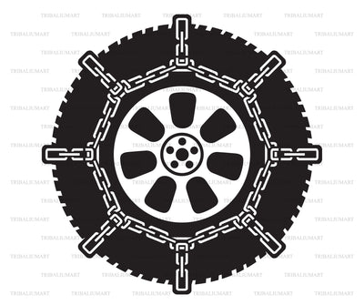 Winter tyre with snow chains SVG TribaliumArtSF 