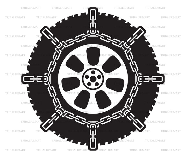 Winter tyre with snow chains SVG TribaliumArtSF 