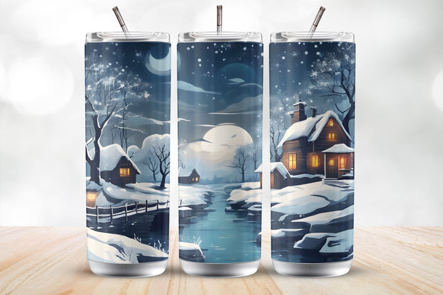 Winter Village 20 Oz Tumbler Wrap Sublimation Design Sublimation MockupSvgVenue 