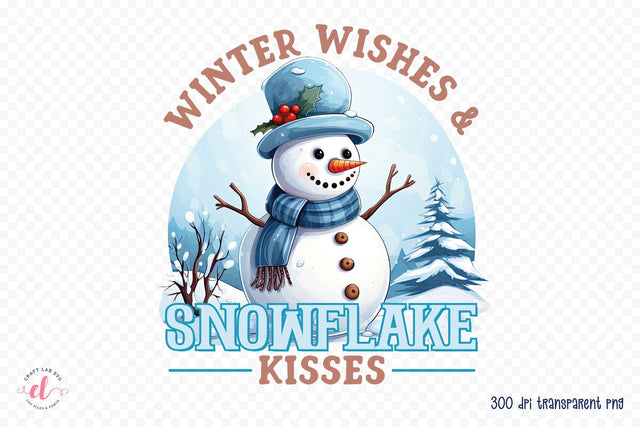 Winter Wishes & Snowflake Kisses PNG Sublimation CraftLabSVG 