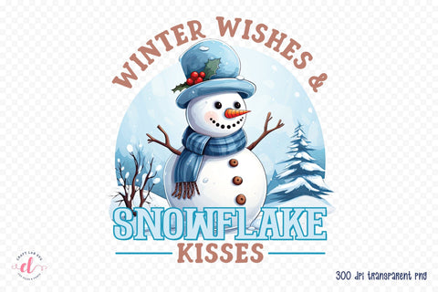 Winter Wishes & Snowflake Kisses PNG Sublimation CraftLabSVG 