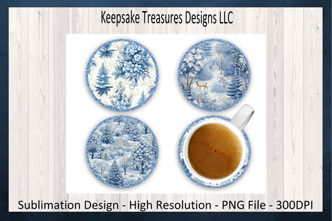 Winter wonderland Blue Icicle Round Coaster Templates, Sublimation PNG File, Holiday Coaster Set, Christmas Table Coaster, Digital Download Sublimation Keepsake Treasures Designs LLC. 