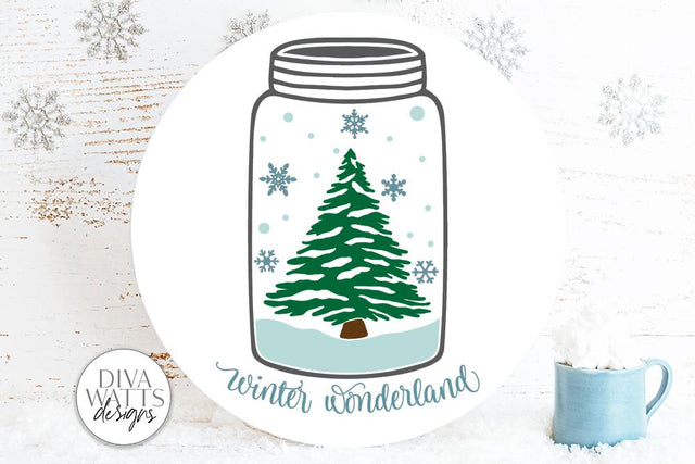 Winter Wonderland Jar Scene SVG | Christmas Design SVG Diva Watts Designs 