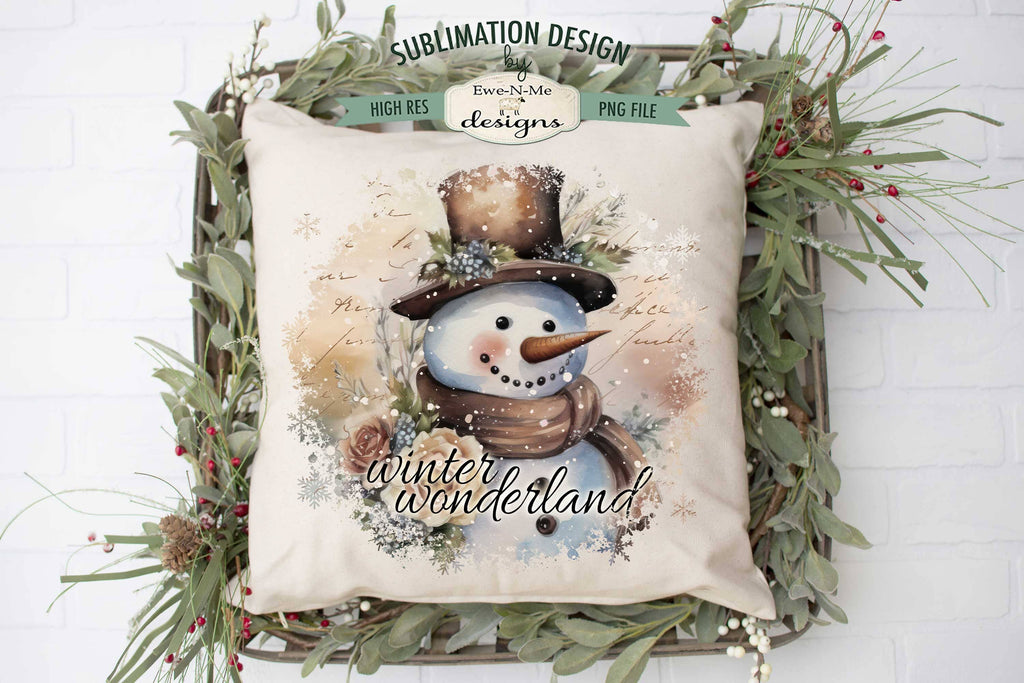 Winter Wonderland Rustic Snowman Sublimation Design - So Fontsy