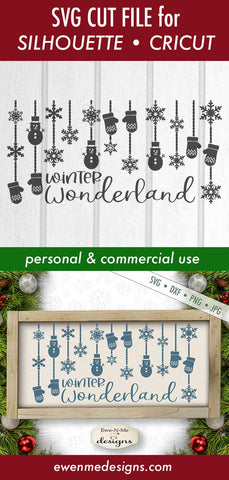 Winter Wonderland - Snowflakes Snowman Mittens - SVG SVG Ewe-N-Me Designs 