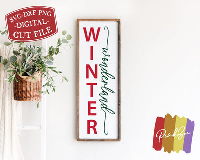 Winter Wonderland SVG Files, Christmas Porch Sign, Vertical Sign, Holidays, Commercial Use, Digital Cut Files (1293180676) SVG PinkZou 