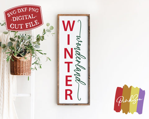 Winter Wonderland SVG Files, Christmas Porch Sign, Vertical Sign, Holidays, Commercial Use, Digital Cut Files (1293180676) SVG PinkZou 