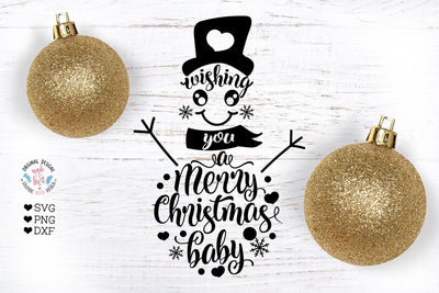 Wishing you a Merry Christmas - Snowman Design SVG Graphic House Design 