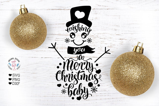Wishing you a Merry Christmas - Snowman Design SVG Graphic House Design 