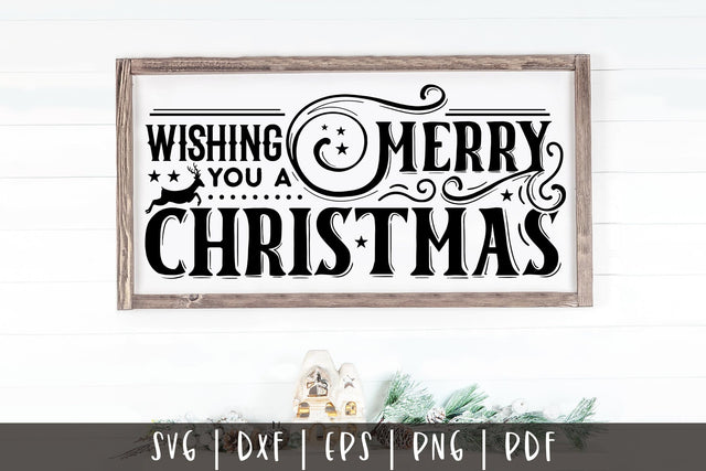 Wishing You a Merry Christmas, Vintage Christmas SVG SVG CraftLabSVG 