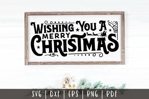 Wishing You a Merry Christmas Vintage Sign SVG SVG CraftLabSVG 