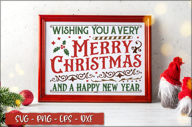 Wishing you a very merry christmas and a happy new year Sign SVG SVG Shetara Begum 