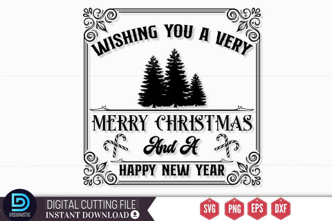 Wishing you a very Merry christmas and a happy new year SVG SVG DESIGNISTIC 