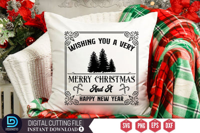 Wishing you a very Merry christmas and a happy new year SVG SVG DESIGNISTIC 