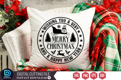 Wishing you a very Merry christmas and a happy new year SVG SVG DESIGNISTIC 