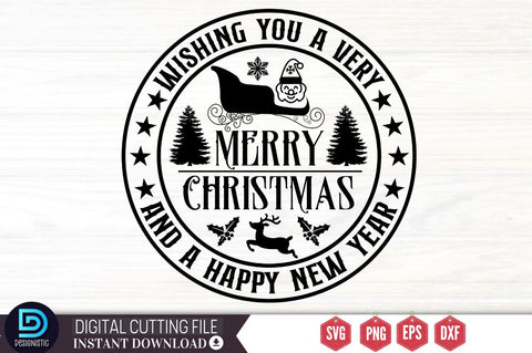 Wishing you a very Merry christmas and a happy new year SVG SVG DESIGNISTIC 