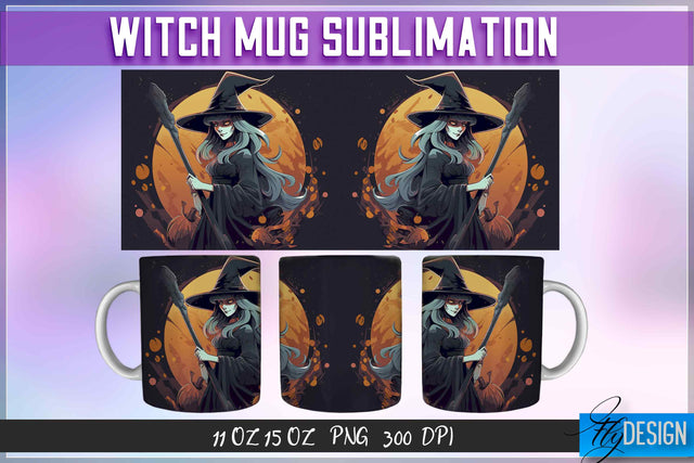 Witch 11 | 15 Oz Mug Sublimation Sublimation Fly Design 